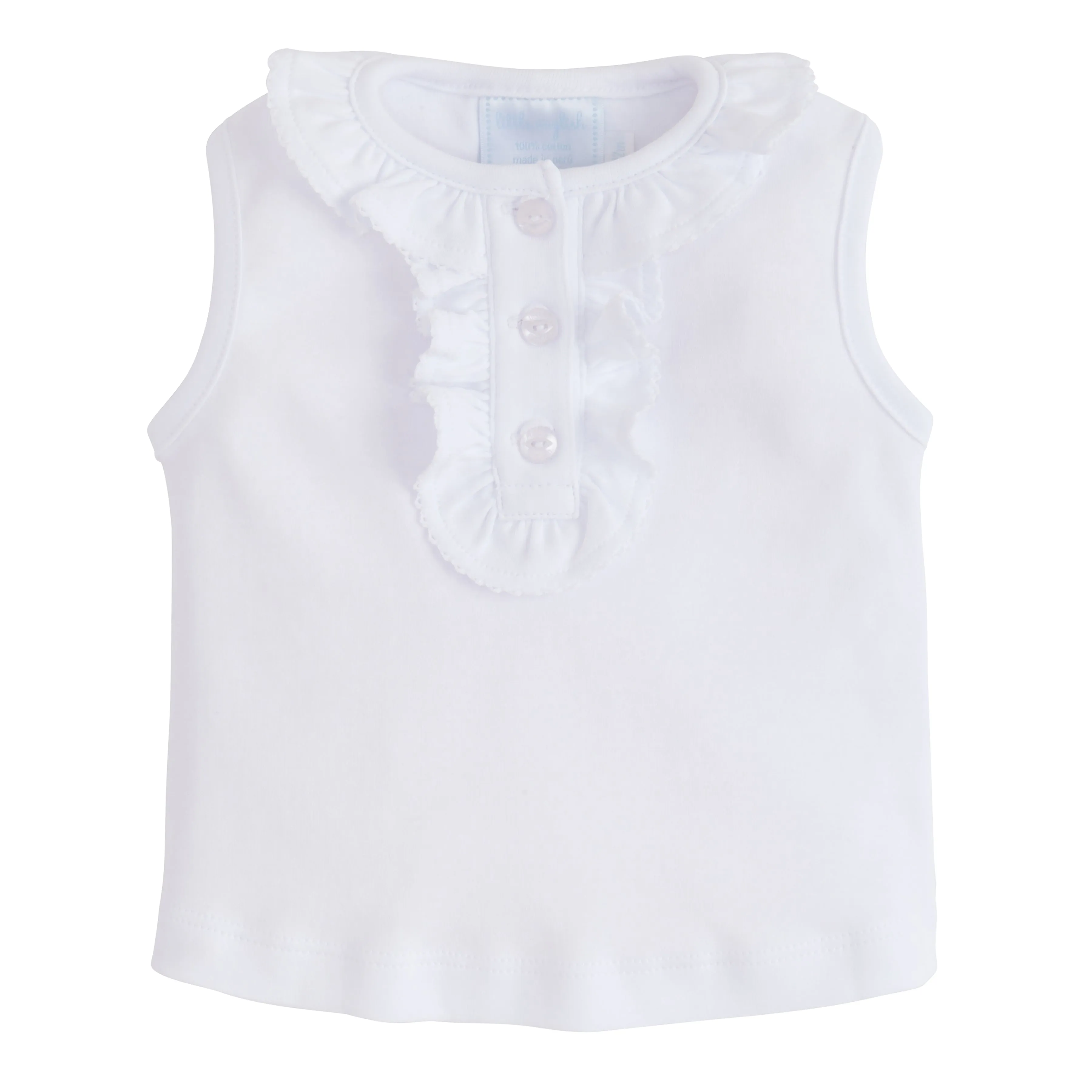 Ruffled Henley - White