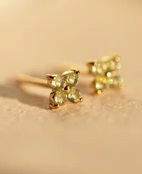 *SAMPLE SALE* Peridot Flower Studs Gold