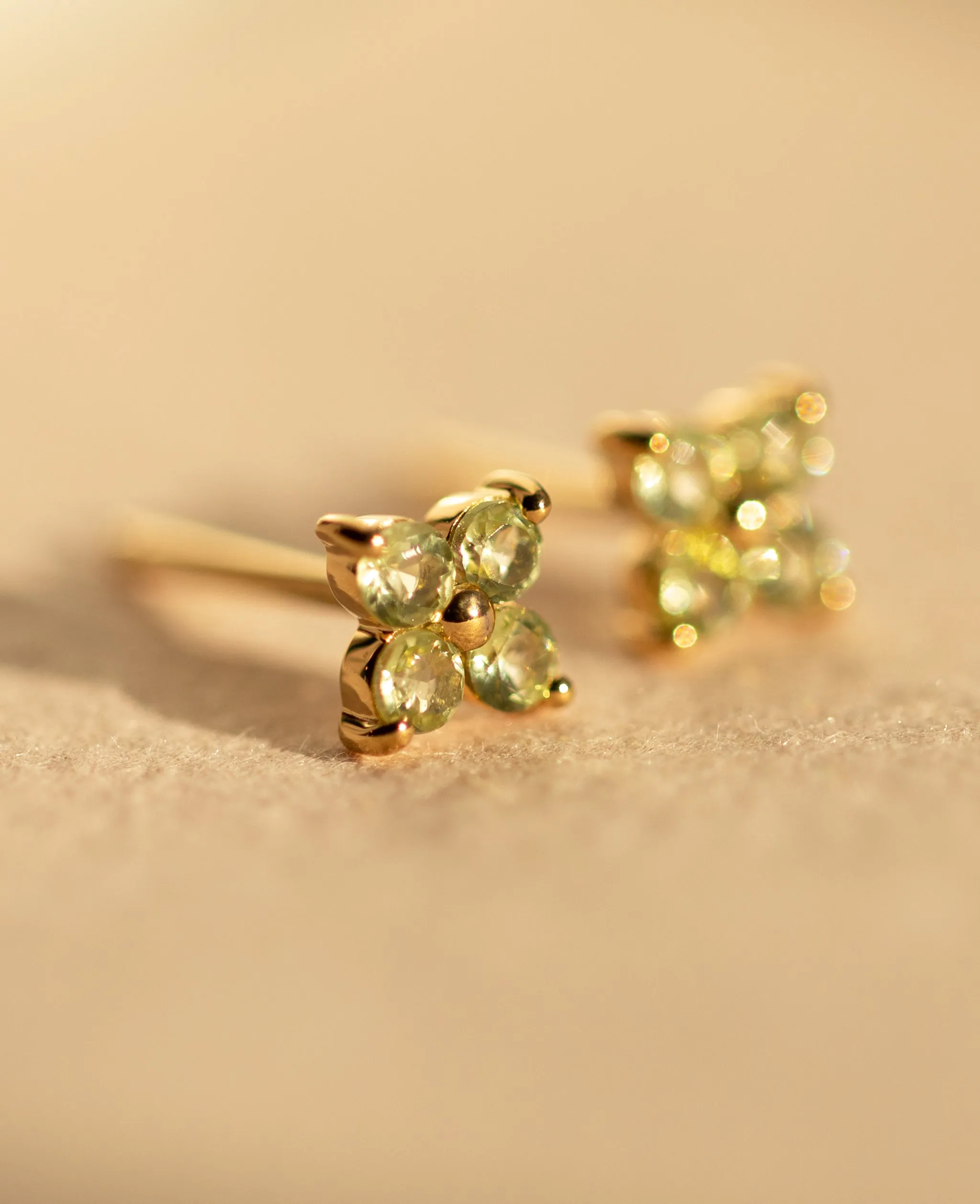 *SAMPLE SALE* Peridot Flower Studs Gold