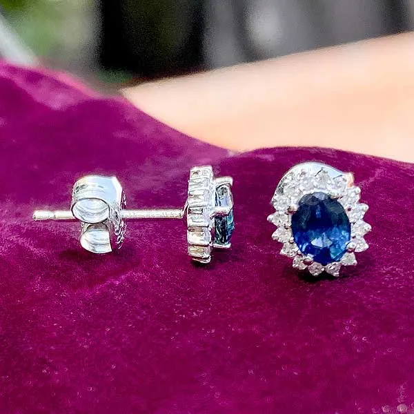 Sapphire & Diamond Frame Earrings