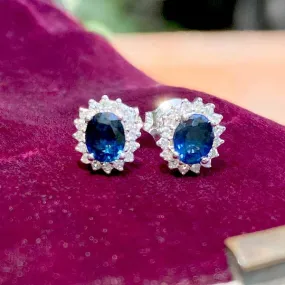 Sapphire & Diamond Frame Earrings