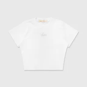 Script Logo Ribbed Slim Tee - White