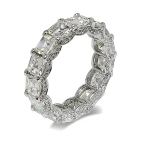 SER 8 Carat Asscher Cut Diamond Eternity Band in 18K White  Gold  Micro Pave Prong 50 pointer By Mike Nekta