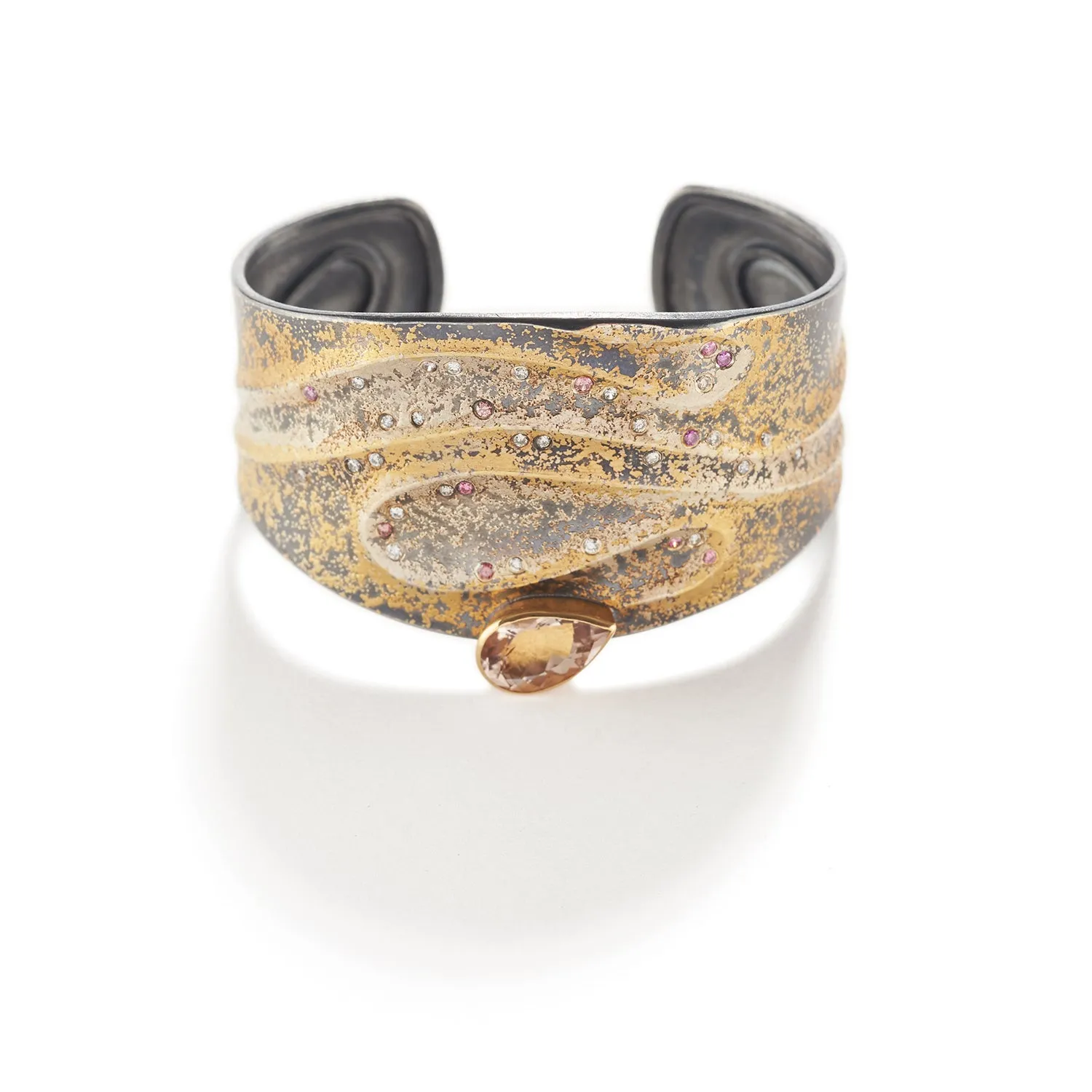 Short Morganite Snake Cuff Bracelet