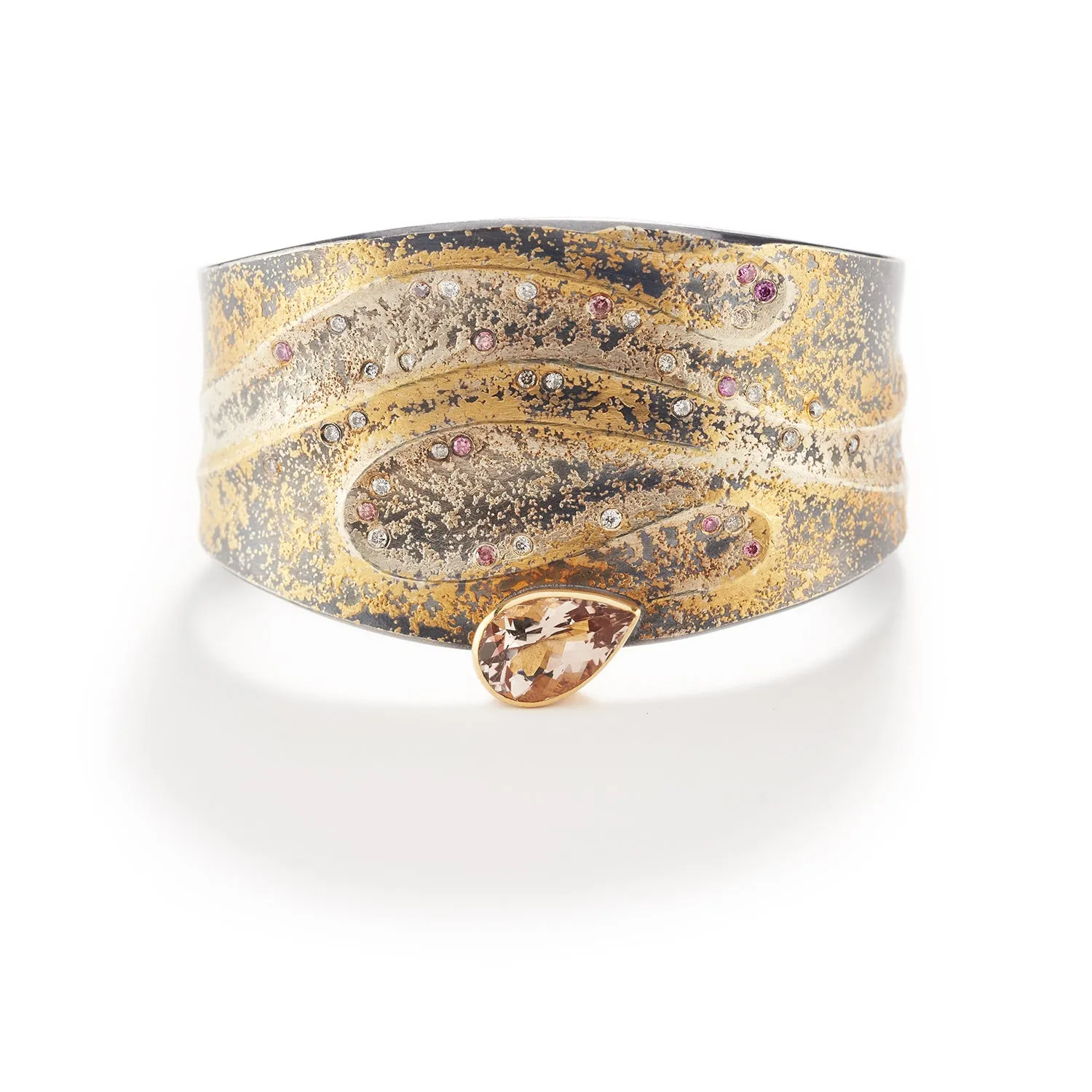 Short Morganite Snake Cuff Bracelet