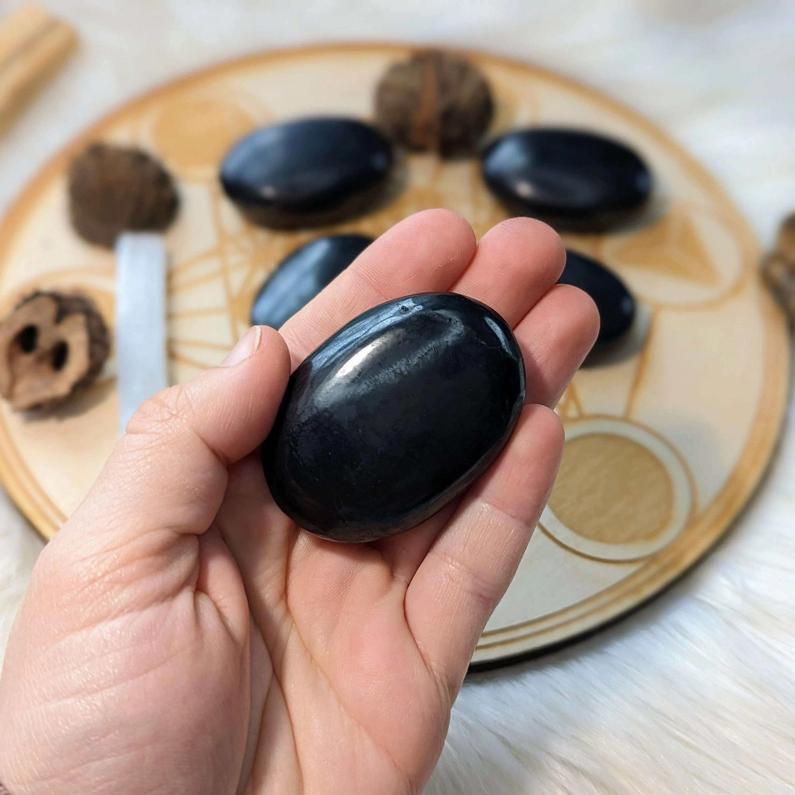 Shungite Palm Stone Carvings ~ protective and detoxifying