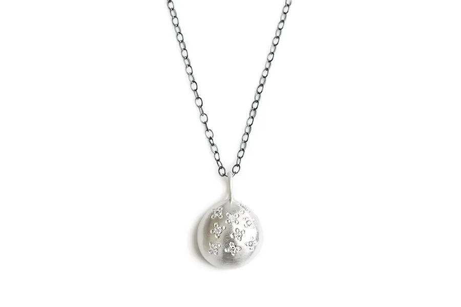 Silver Pebble   Diamond Necklace