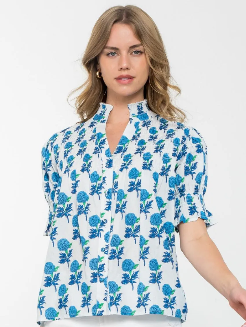 Silvia Button Up Flower Print THML Top