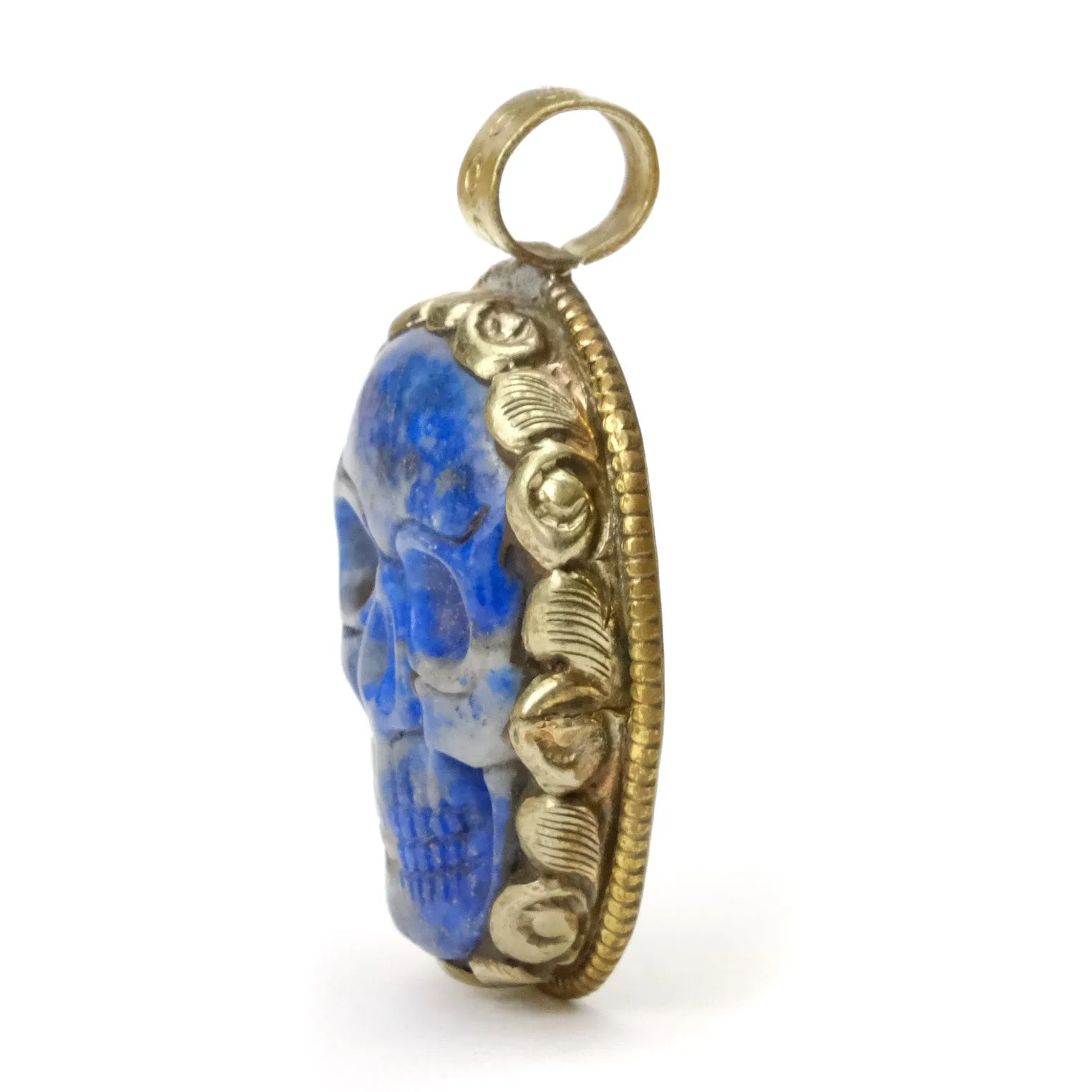 Skull Memento Mori Carved Sodalite Pendant # 104 - 1