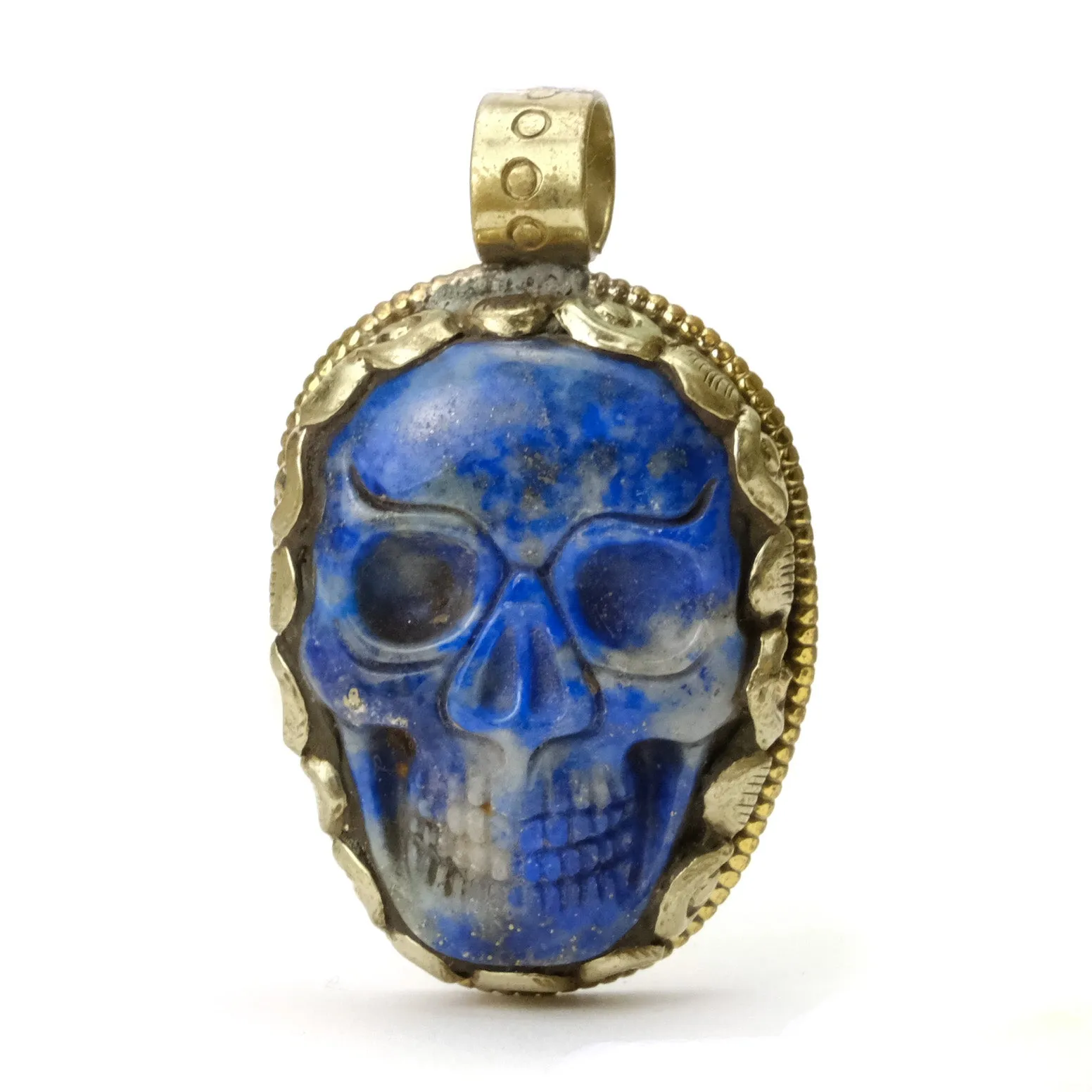 Skull Memento Mori Carved Sodalite Pendant # 104 - 1