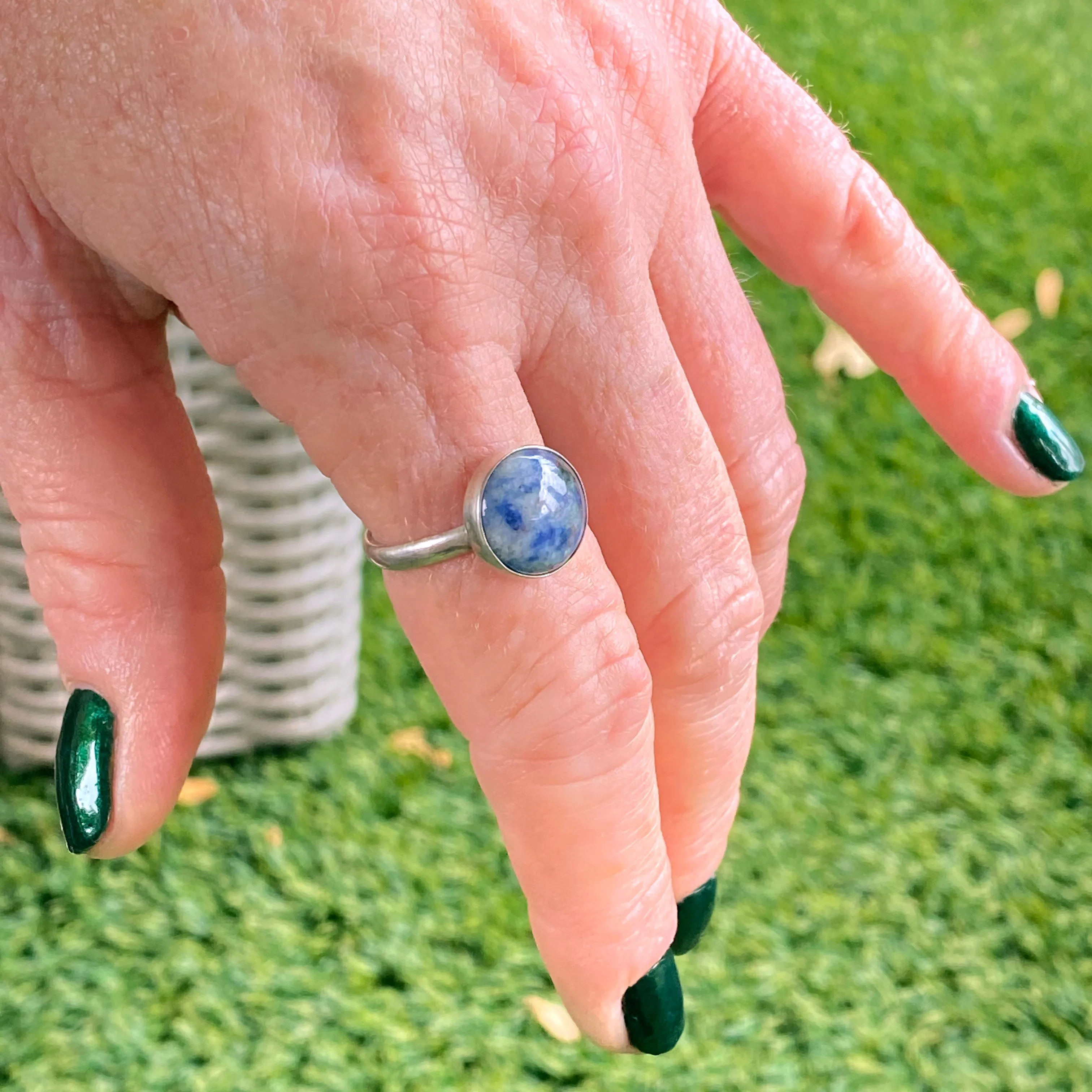 Sodalite gemstone Sterling Silver Ring