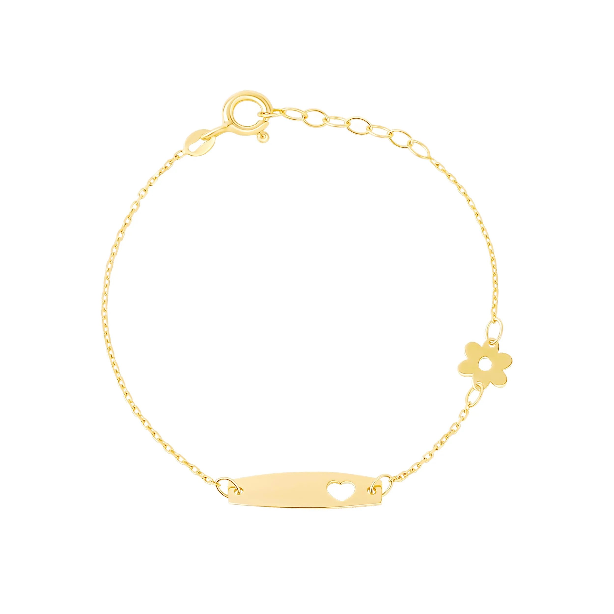 Solid Nameplate Baby Bracelet with Flower