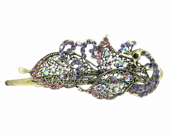 Sparkling Crystal Metal Peacock Hair claw Hairclip