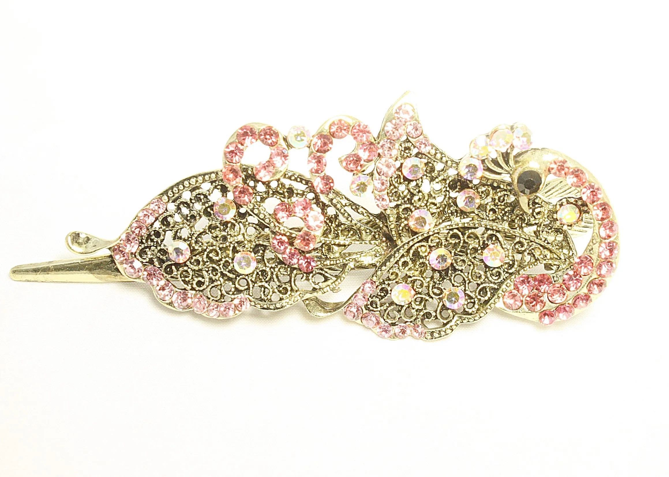 Sparkling Crystal Metal Peacock Hair claw Hairclip