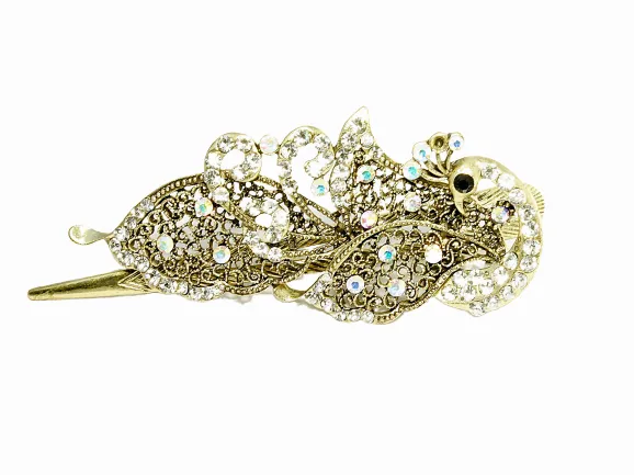 Sparkling Crystal Metal Peacock Hair claw Hairclip