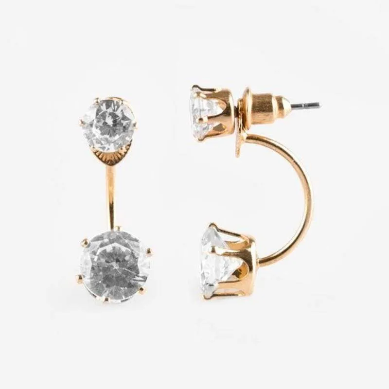 Starlet Squadron Gold & White Rhinestone Post Earrings