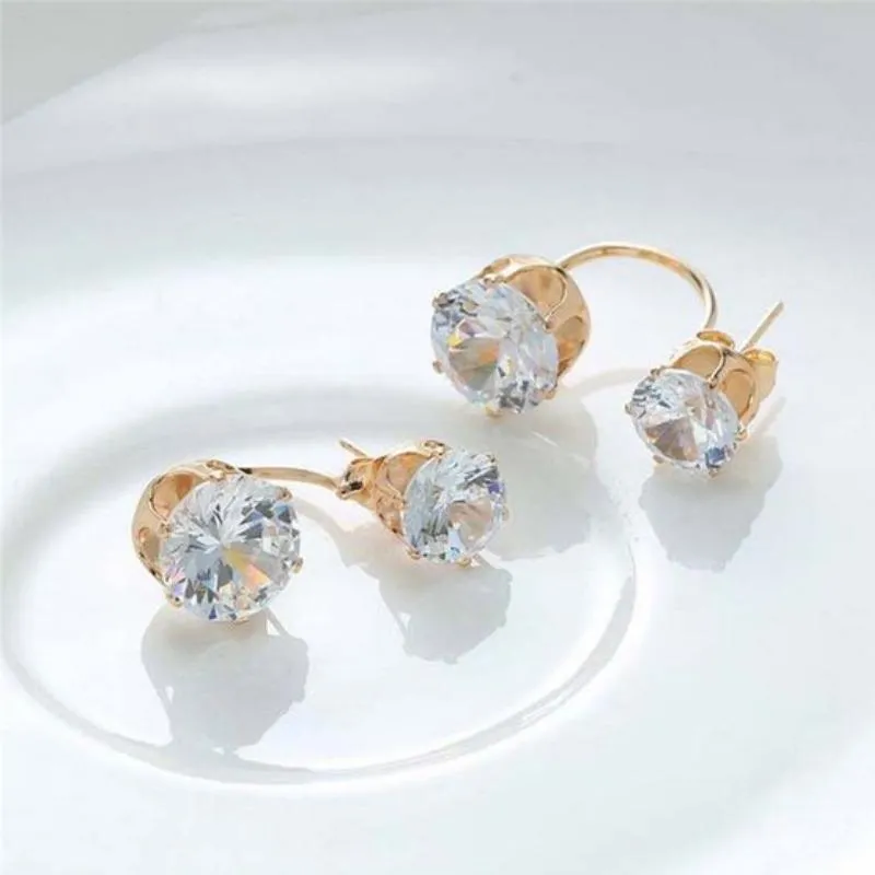 Starlet Squadron Gold & White Rhinestone Post Earrings