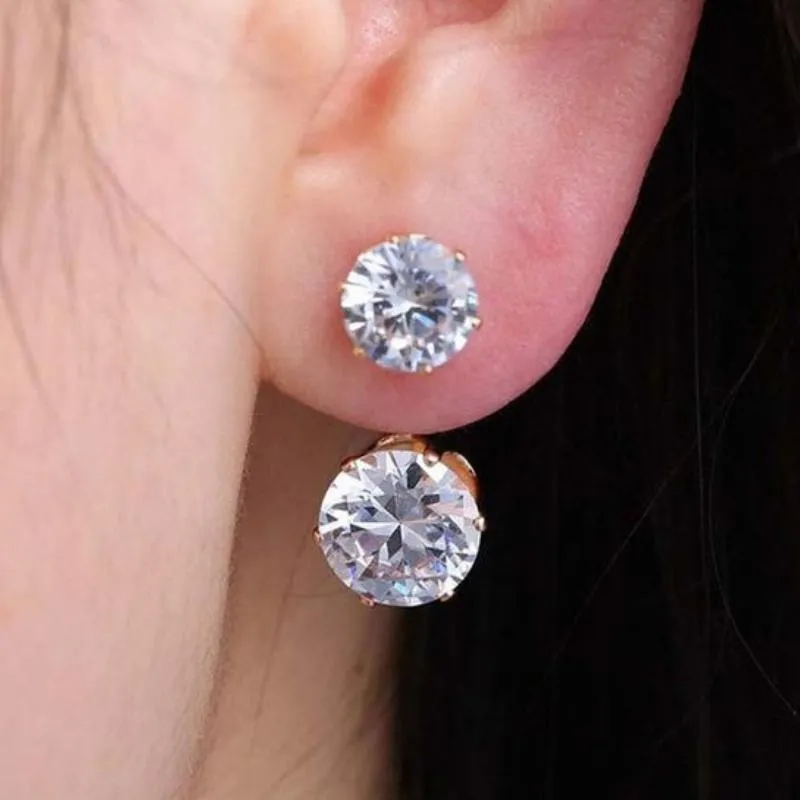 Starlet Squadron Gold & White Rhinestone Post Earrings