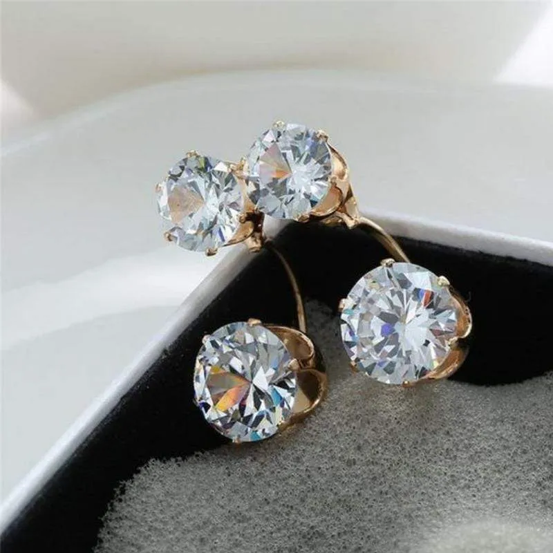 Starlet Squadron Gold & White Rhinestone Post Earrings