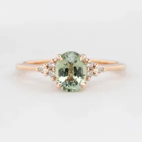 Teresa Ring - 1.27ct Light Green Unheated Sapphire, 14k Rose Gold (One of a kind)