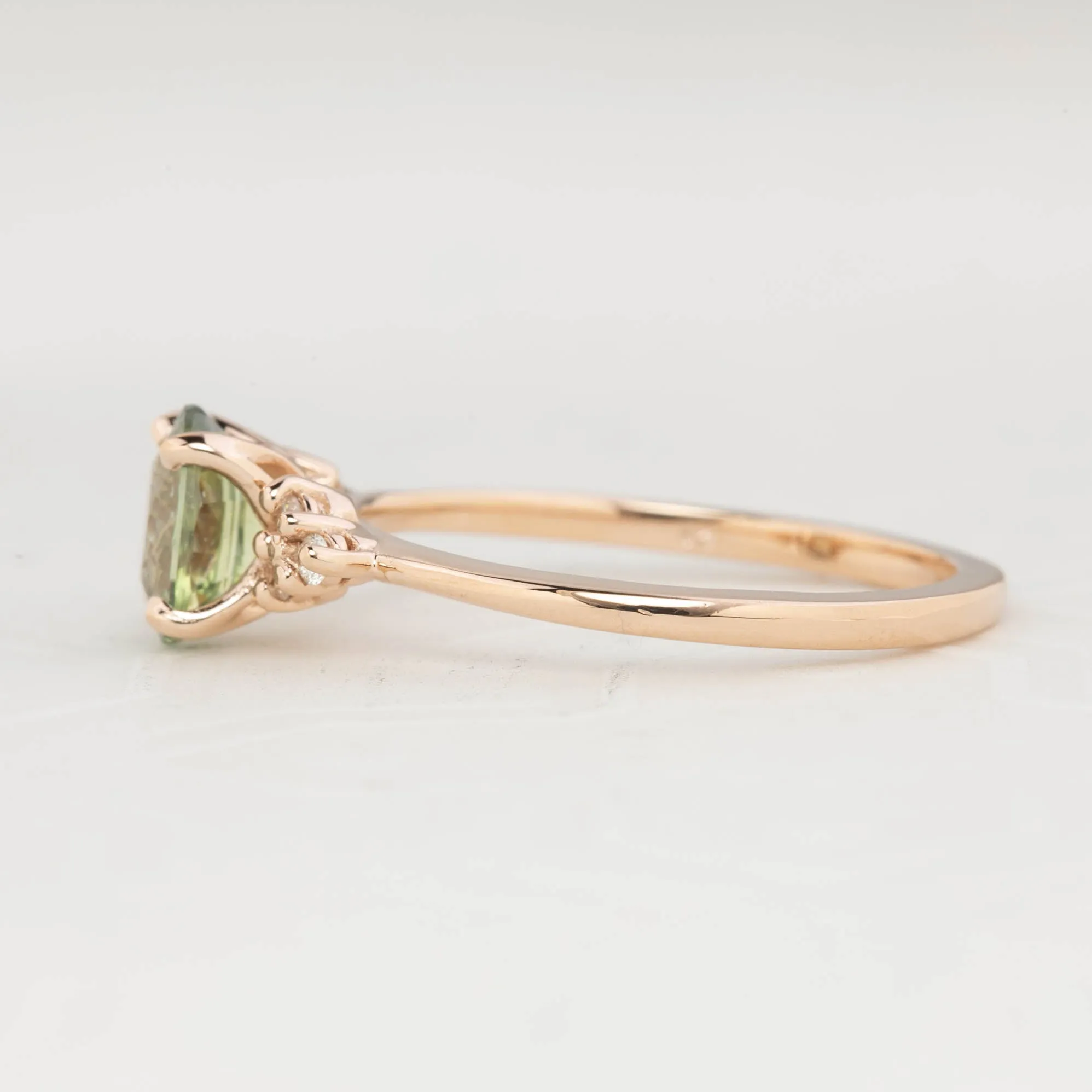 Teresa Ring - 1.27ct Light Green Unheated Sapphire, 14k Rose Gold (One of a kind)