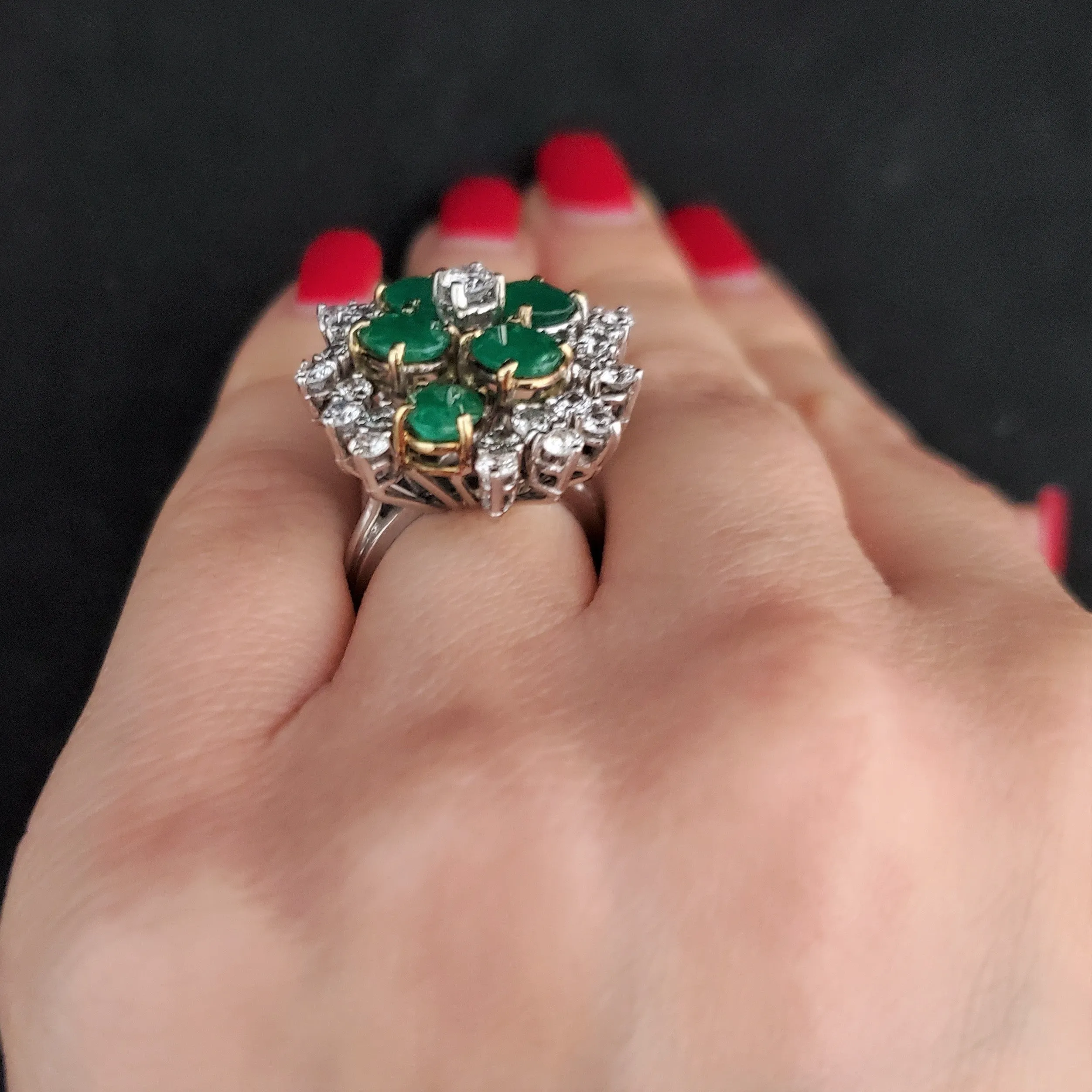 The Henley - Estate Diamond Emerald 18k Gold Cocktail Ring