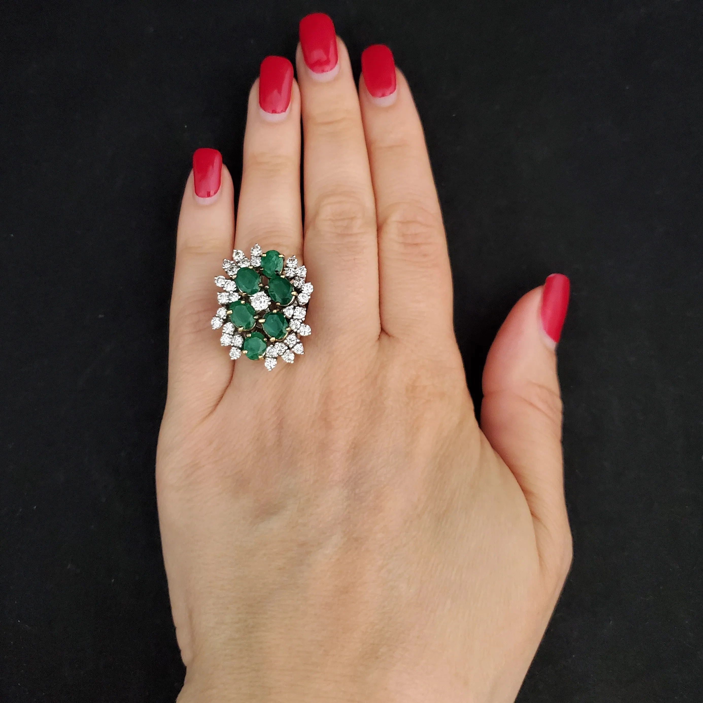 The Henley - Estate Diamond Emerald 18k Gold Cocktail Ring