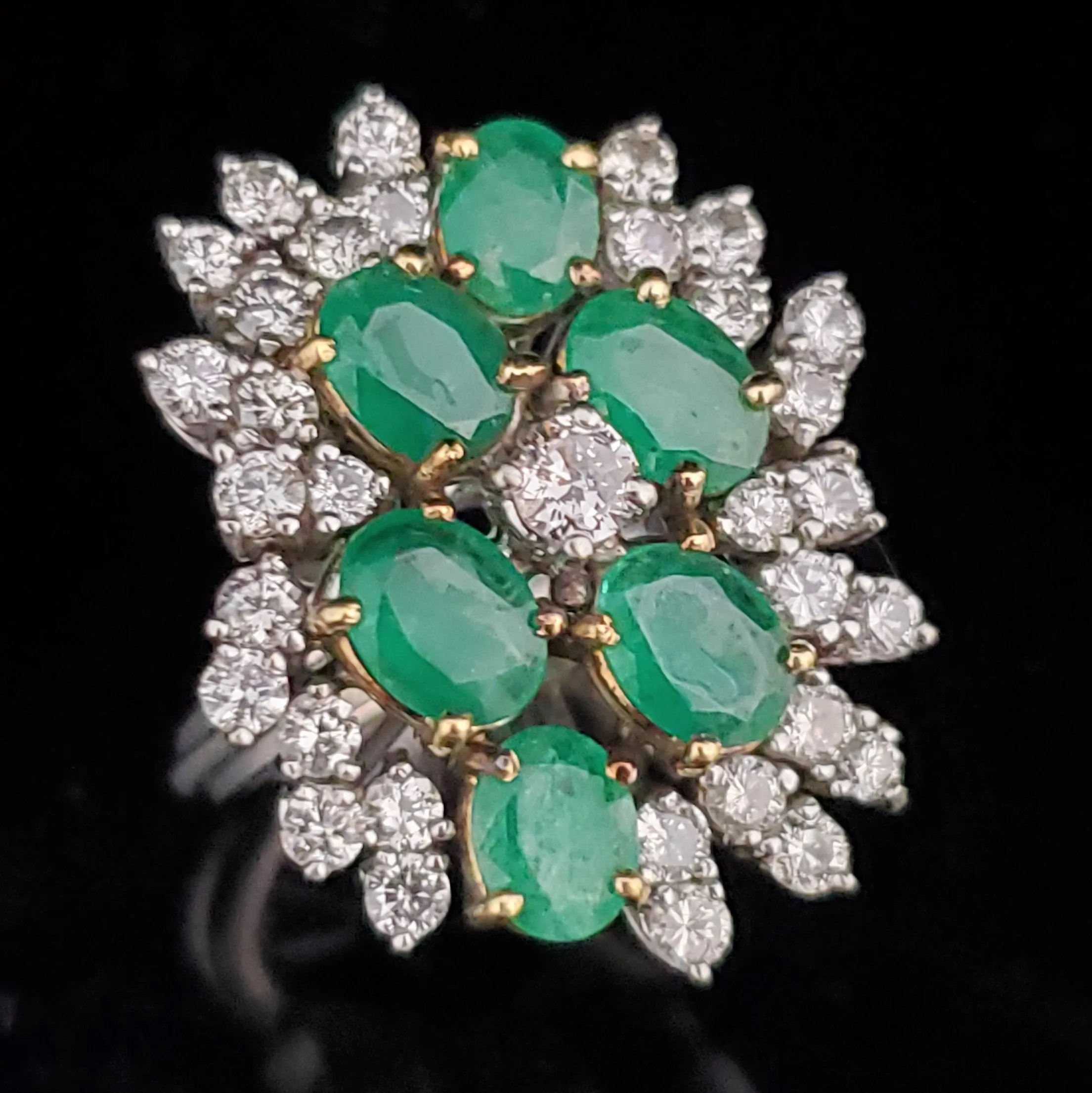 The Henley - Estate Diamond Emerald 18k Gold Cocktail Ring