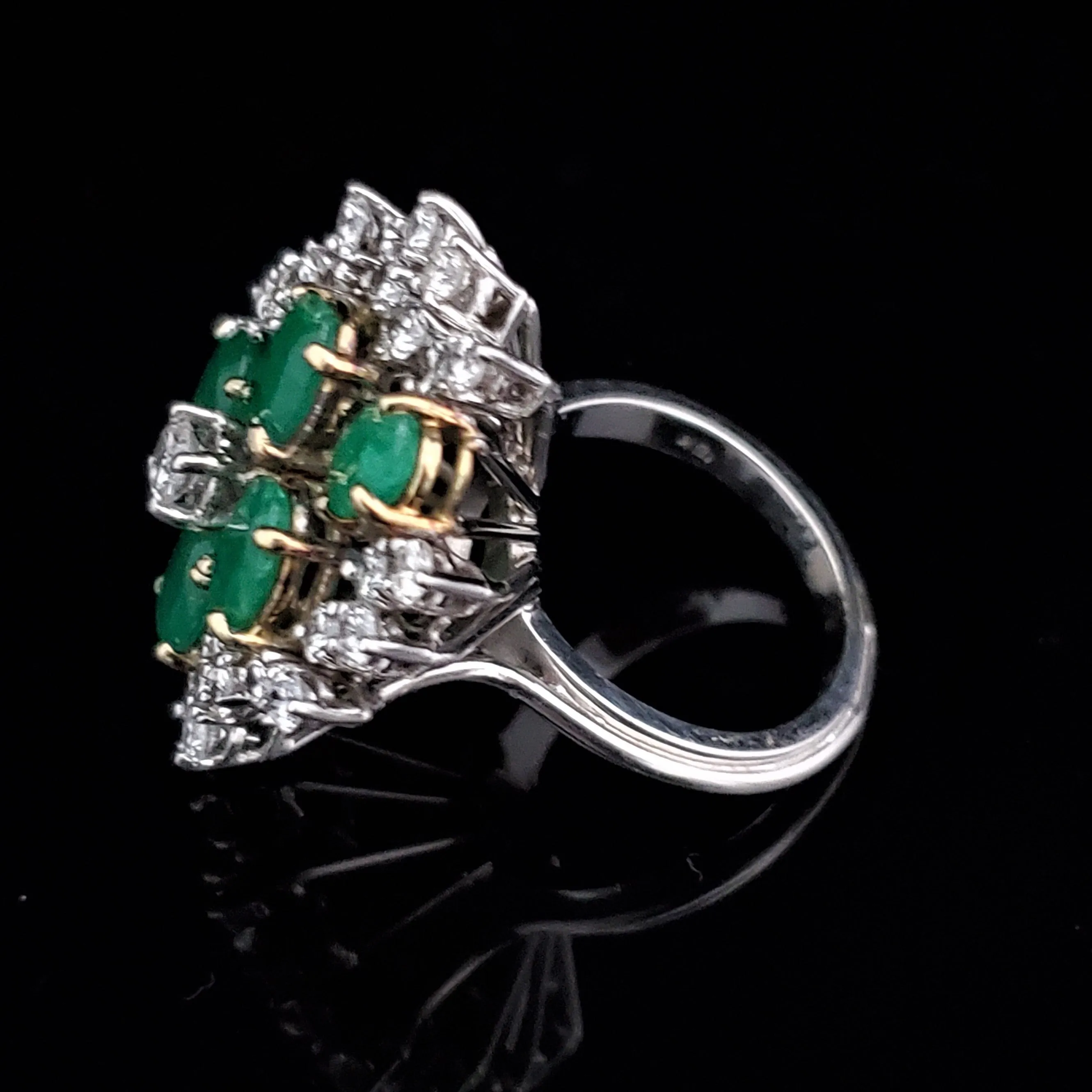 The Henley - Estate Diamond Emerald 18k Gold Cocktail Ring