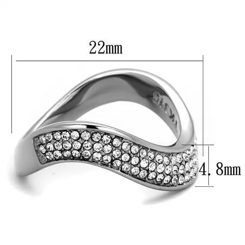 TK2181 High polished (no plating) Stainless Steel Ring with Top Grade Crystal in Clear