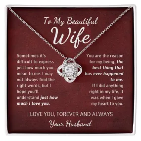 To My Wife Gift From Husband, Just How Much You Mean To Me, Love Knot Pendant Necklace