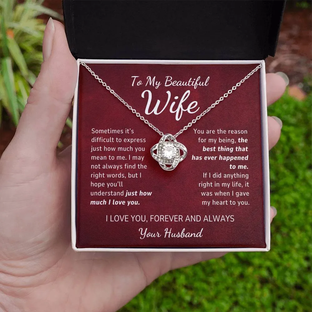 To My Wife Gift From Husband, Just How Much You Mean To Me, Love Knot Pendant Necklace