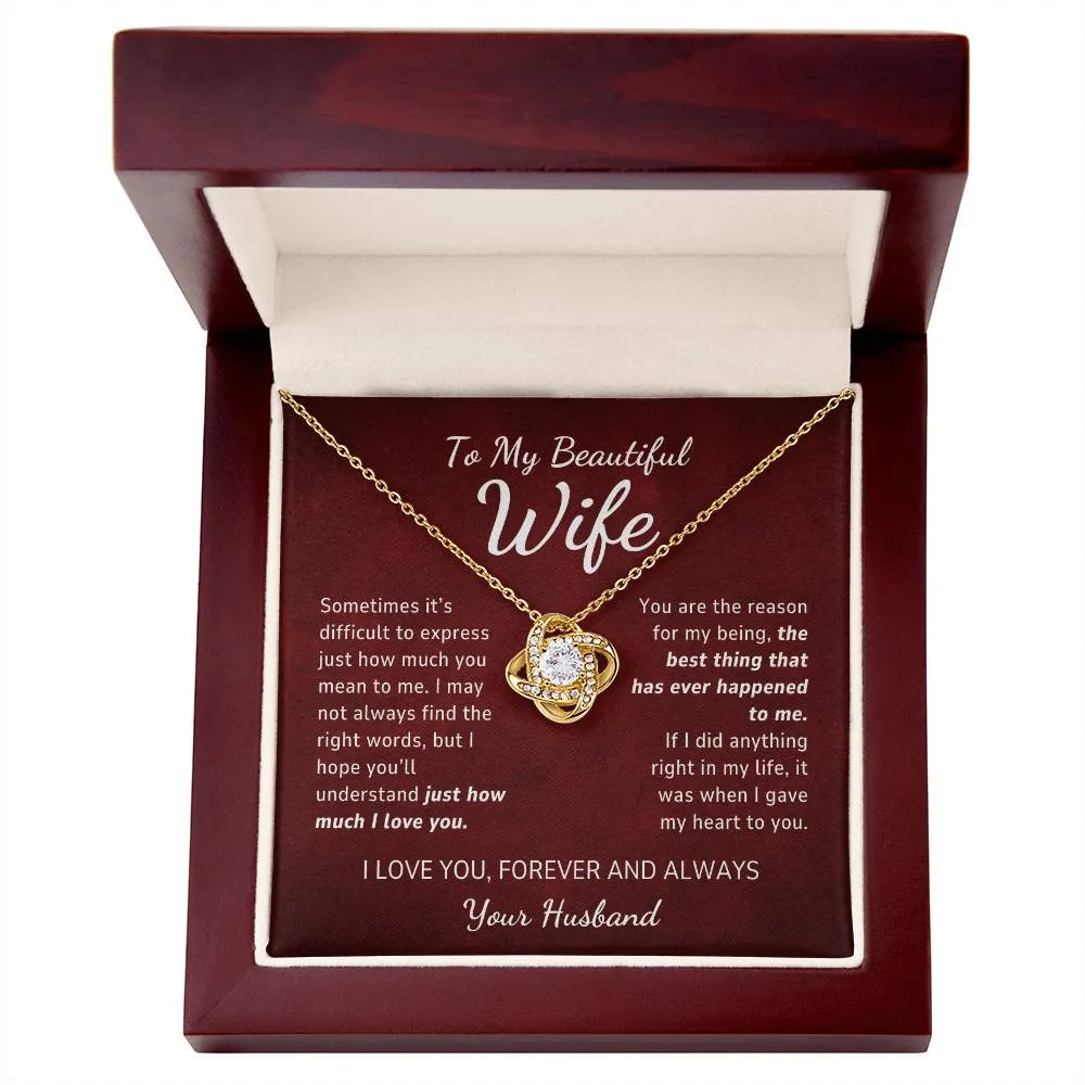 To My Wife Gift From Husband, Just How Much You Mean To Me, Love Knot Pendant Necklace