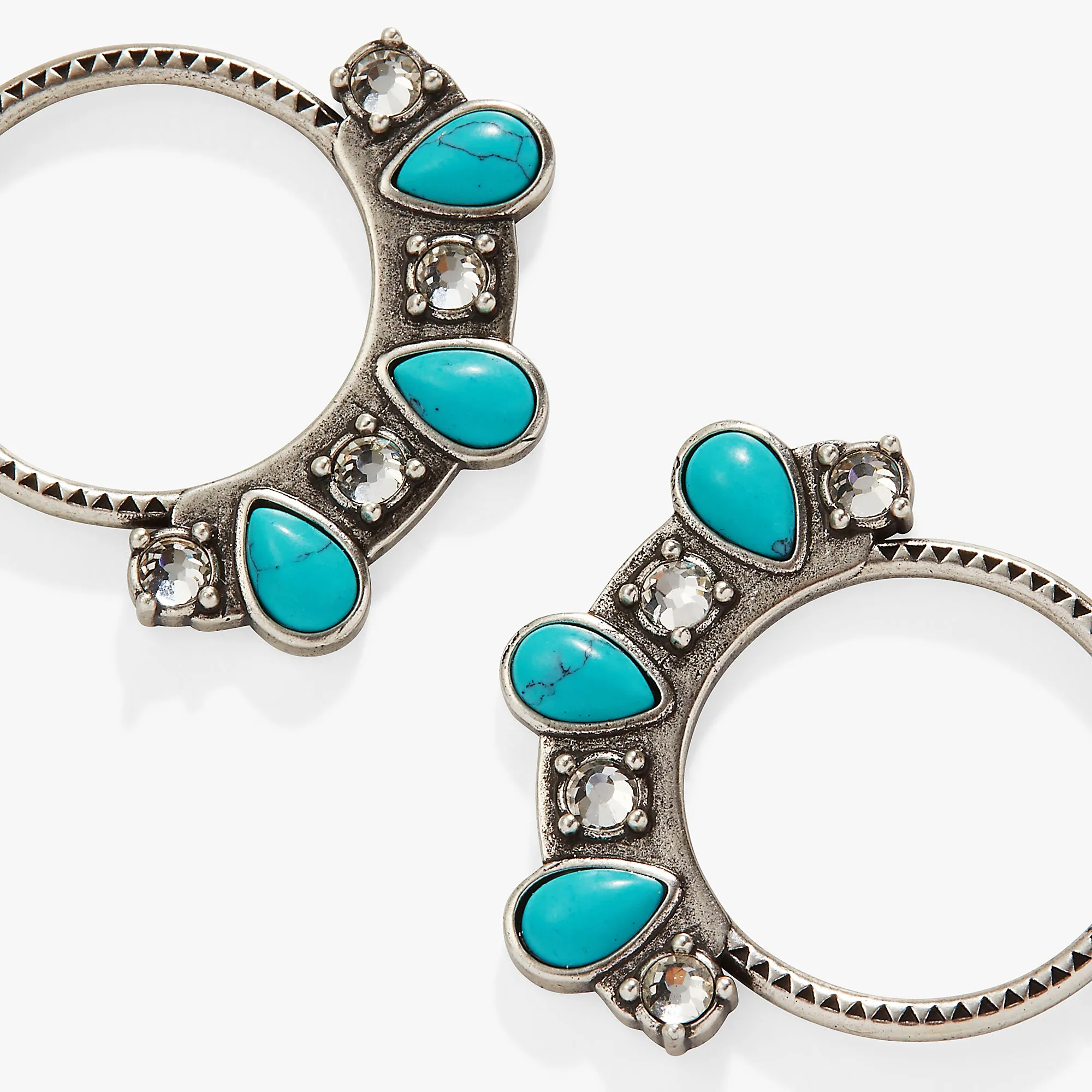 Turquoise and Crystal Hoop Earrings