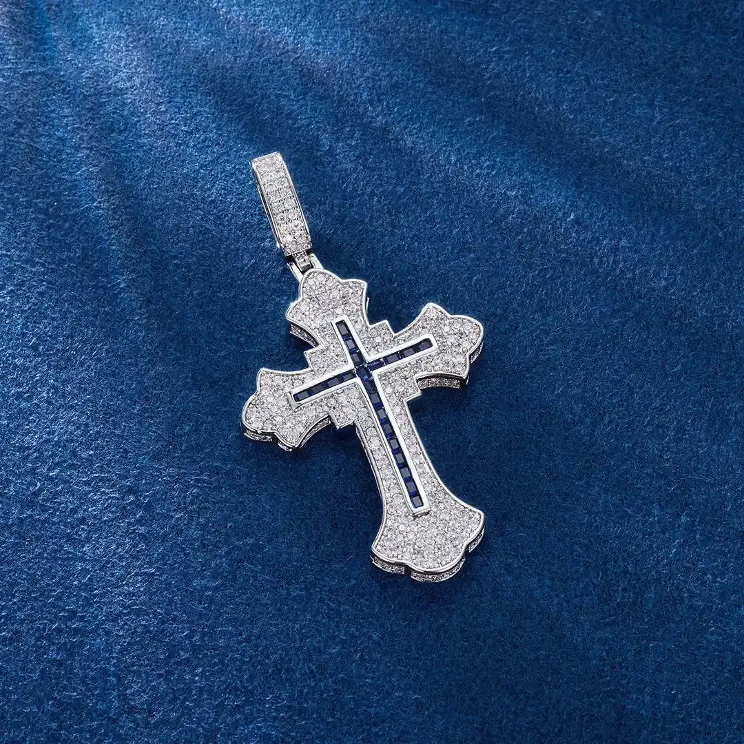 Two Tone Clustered Cross Pendant