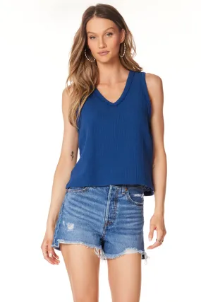 V-NECK RAW EDGE TANK