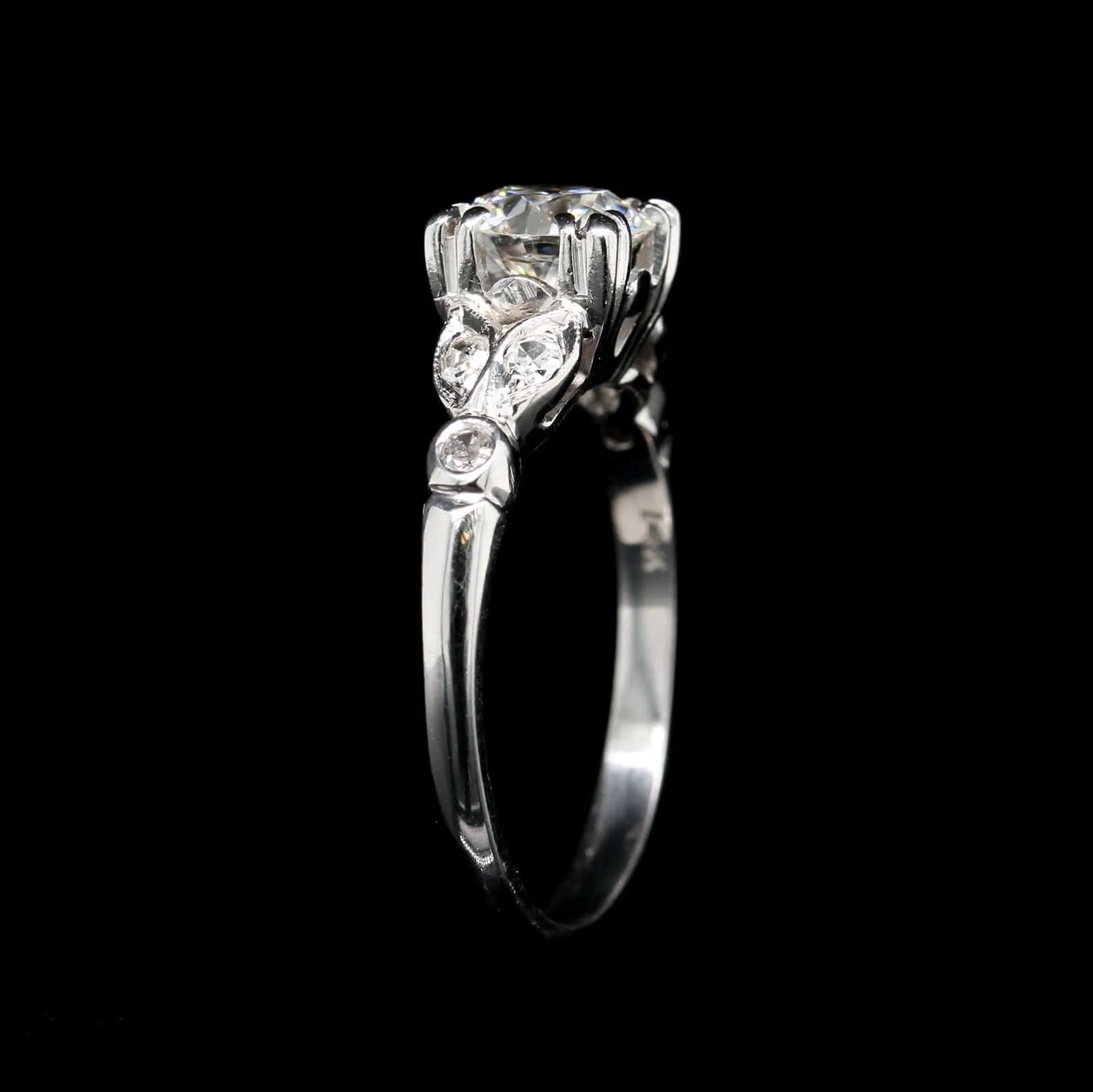 Vintage 14K White Gold Estate Diamond Engagement Ring