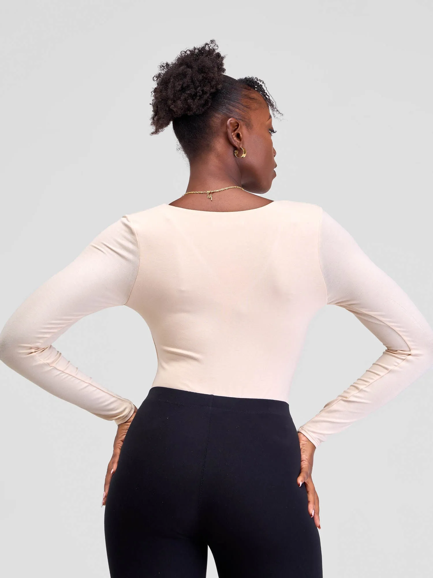 Vivo Basic Double Layered Long Sleeved Bodysuit - Buttermilk