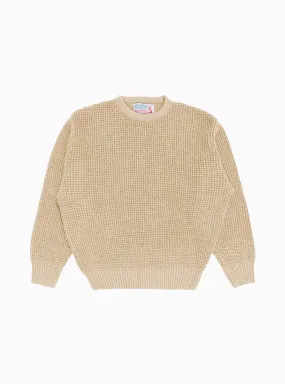 Waffle Marl Crewneck Sweater Tan