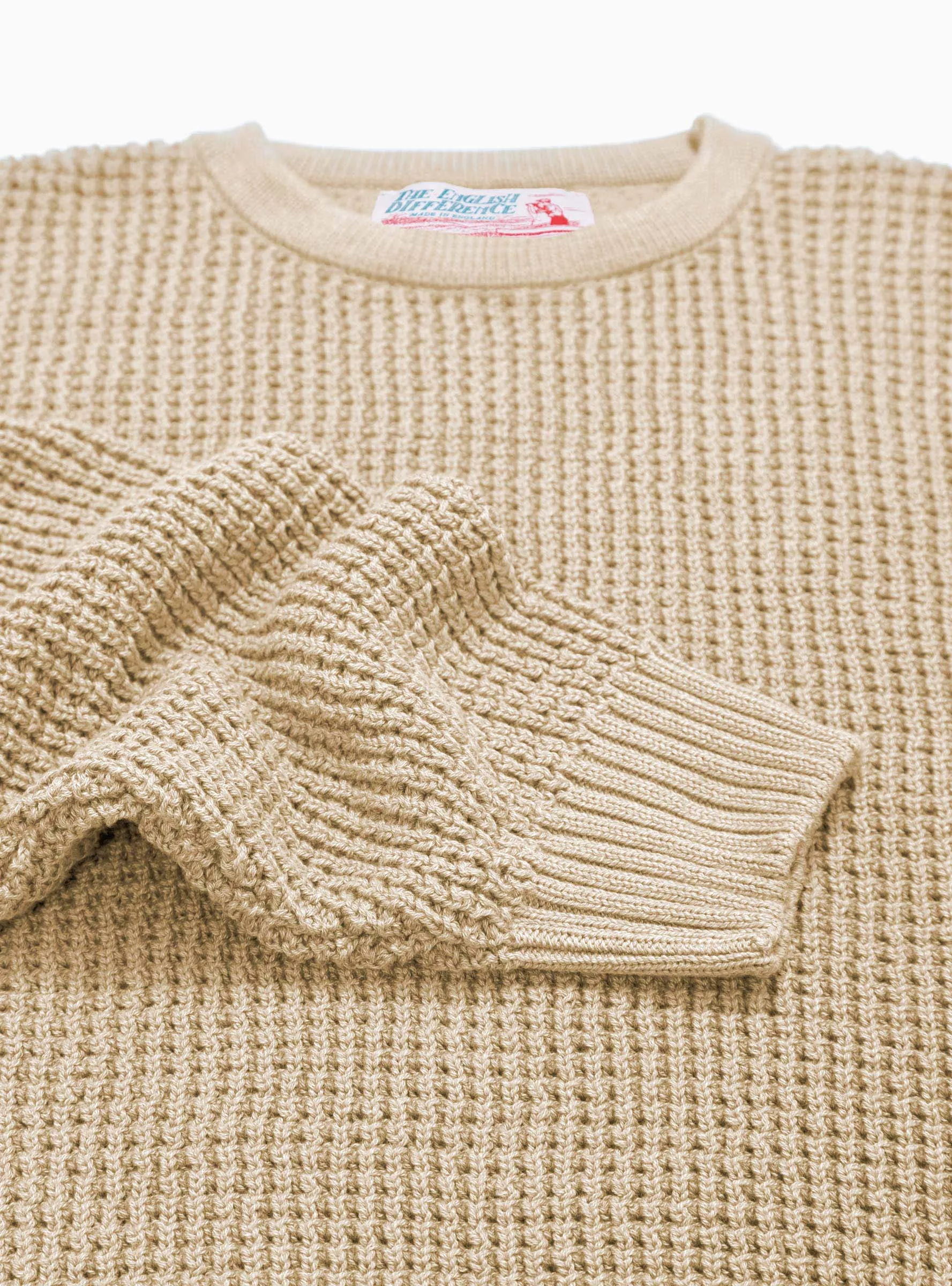 Waffle Marl Crewneck Sweater Tan