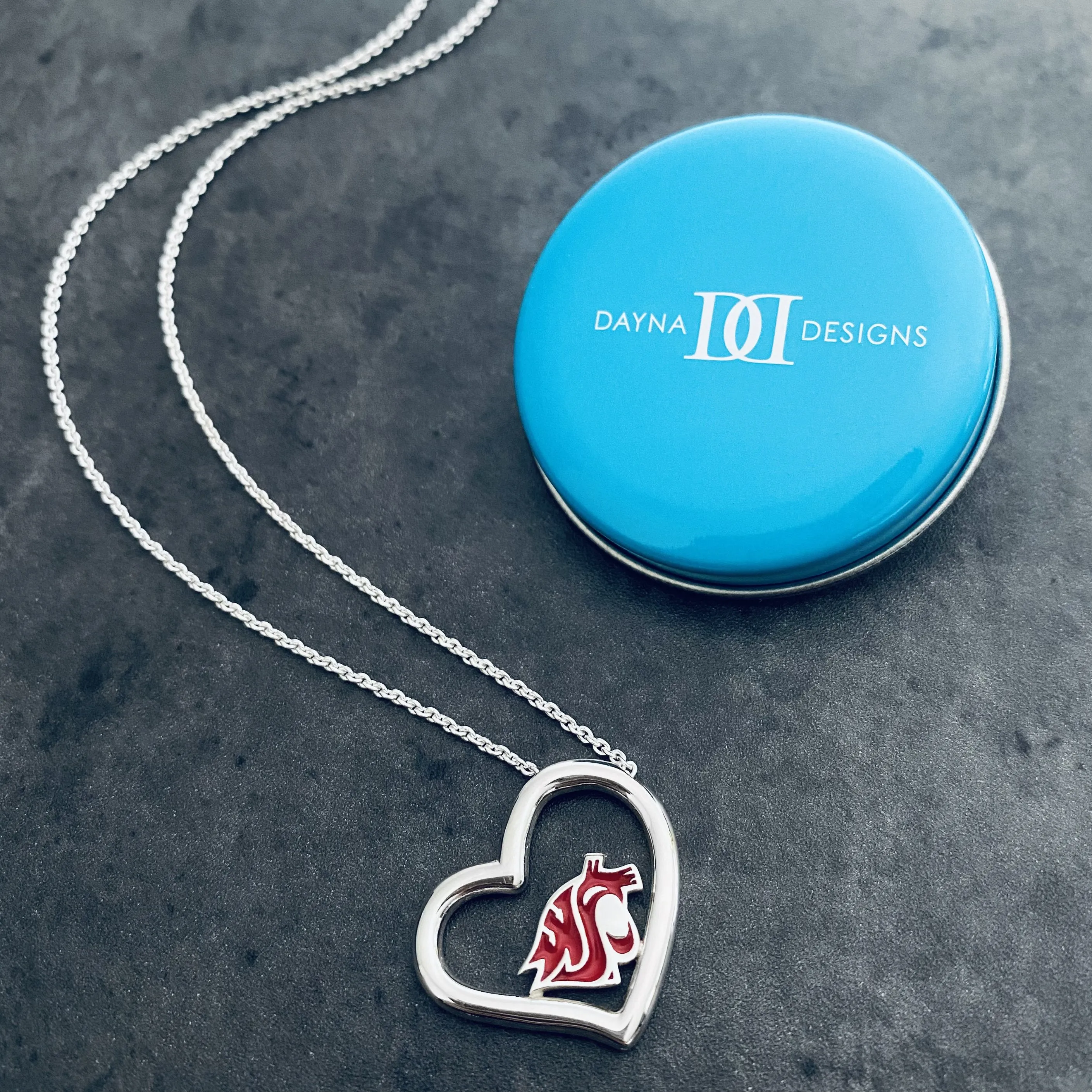 Washington State Cougars Heart Pendant Necklace