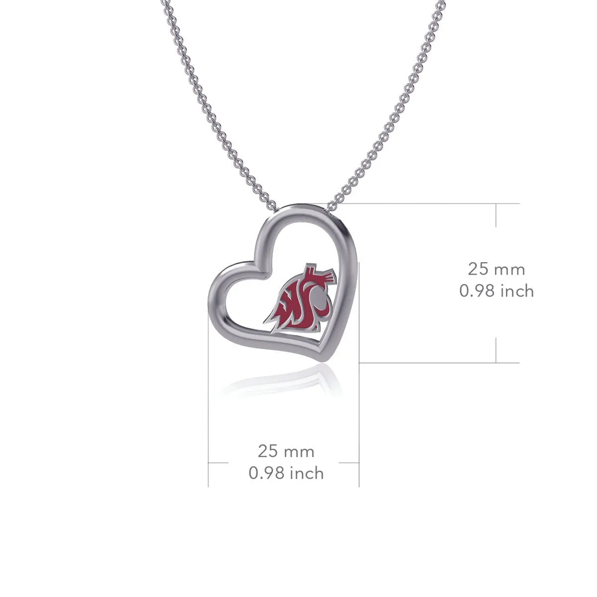 Washington State Cougars Heart Pendant Necklace