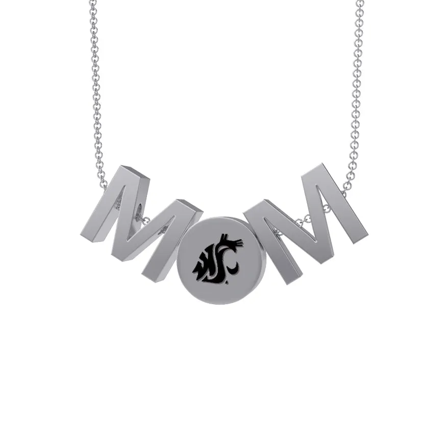 Washington State Cougars Silver MOM Necklace