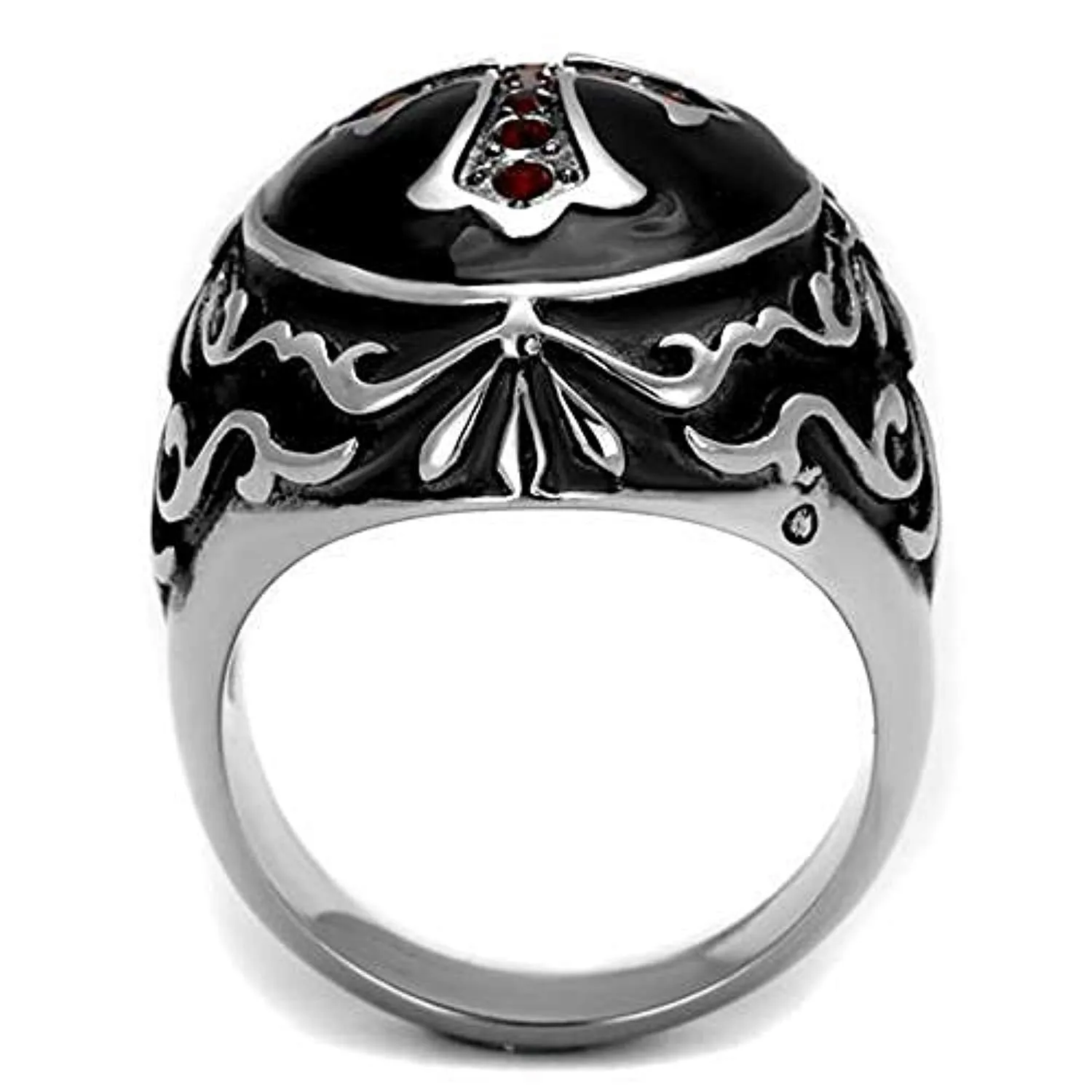 WildKlass Stainless Steel Ring High Polished (no Plating) Men Top Grade Crystal Siam