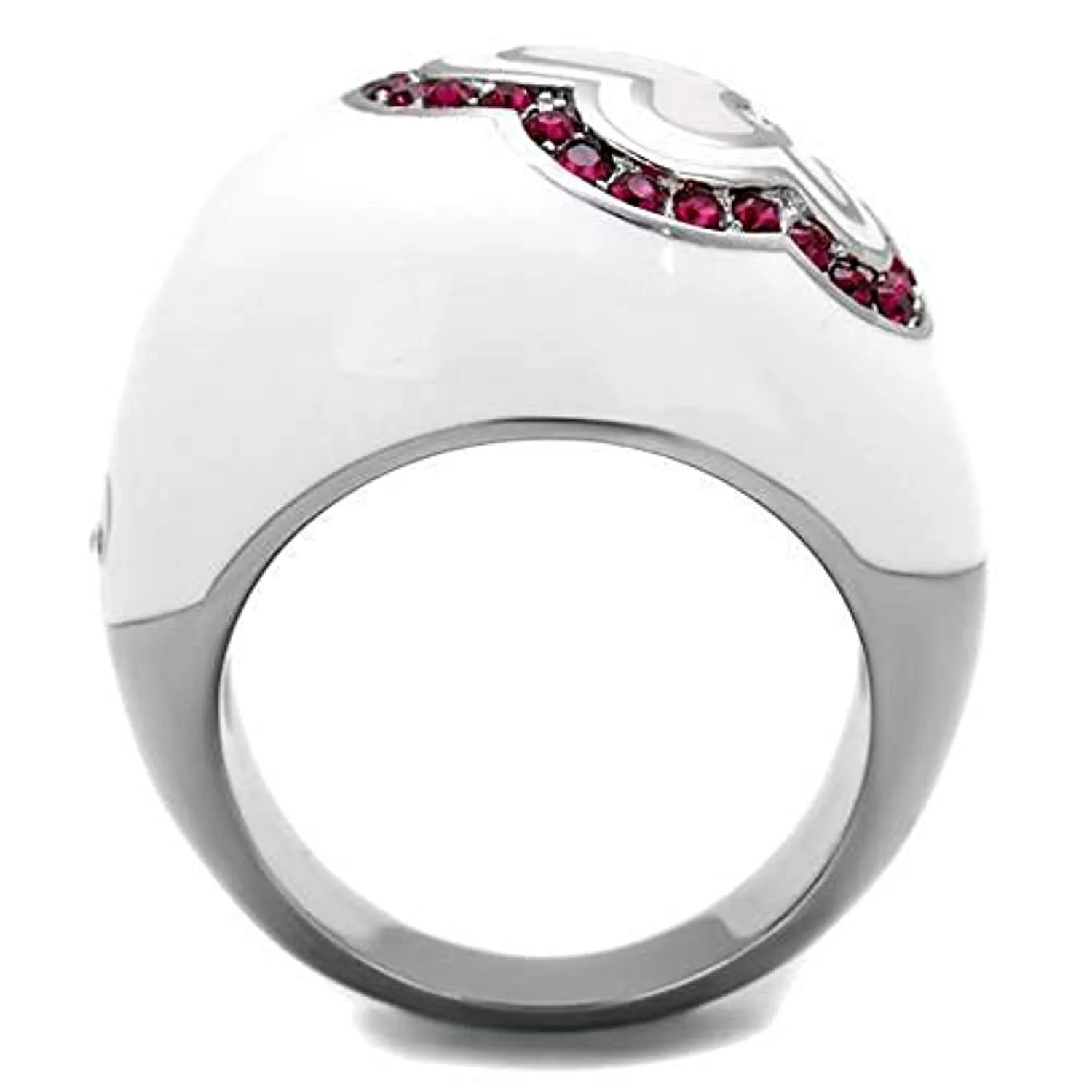 WildKlass Stainless Steel Ring High Polished (no Plating) Women Top Grade Crystal Ruby