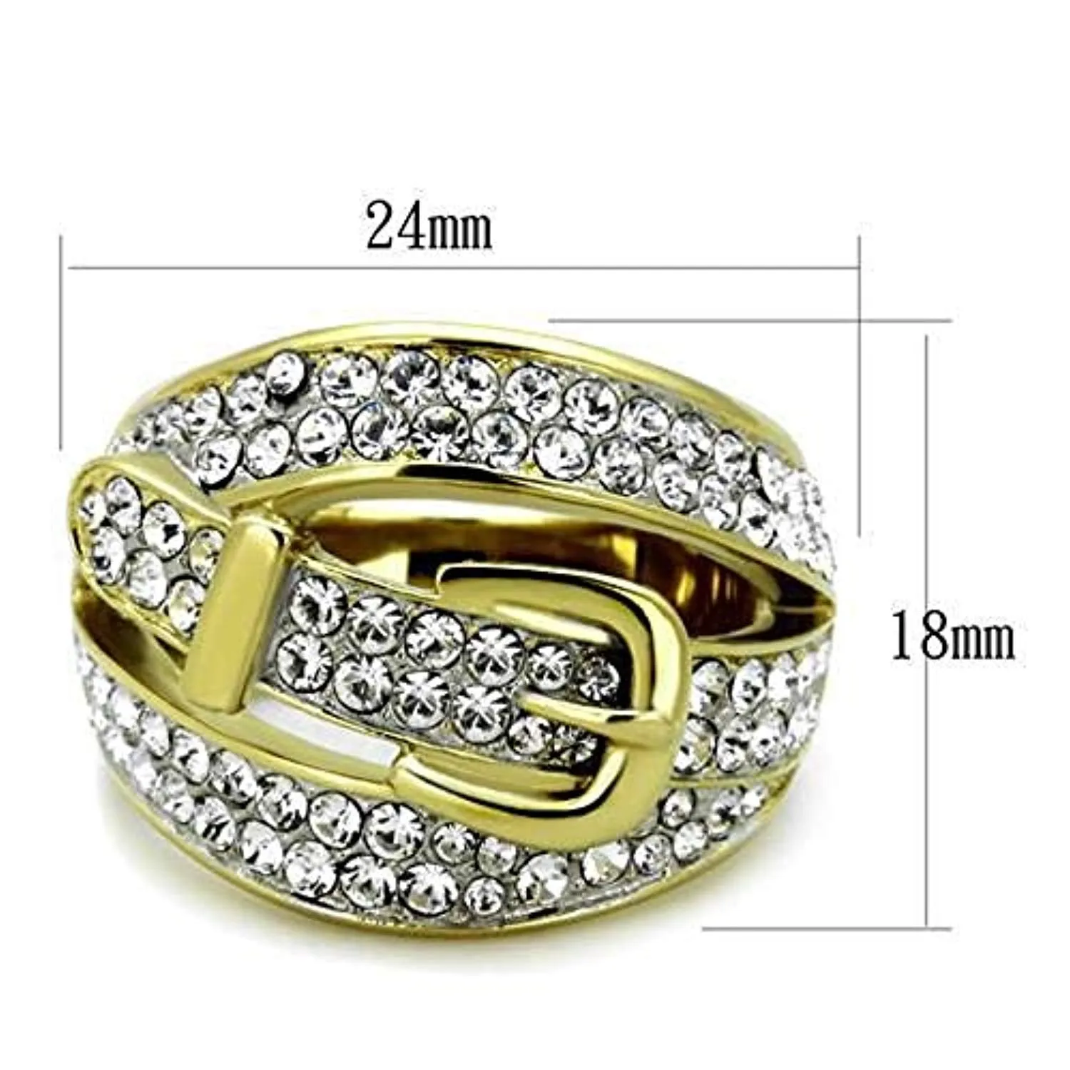 WildKlass Stainless Steel Ring Two-Tone IP Gold Women Top Grade Crystal Clear