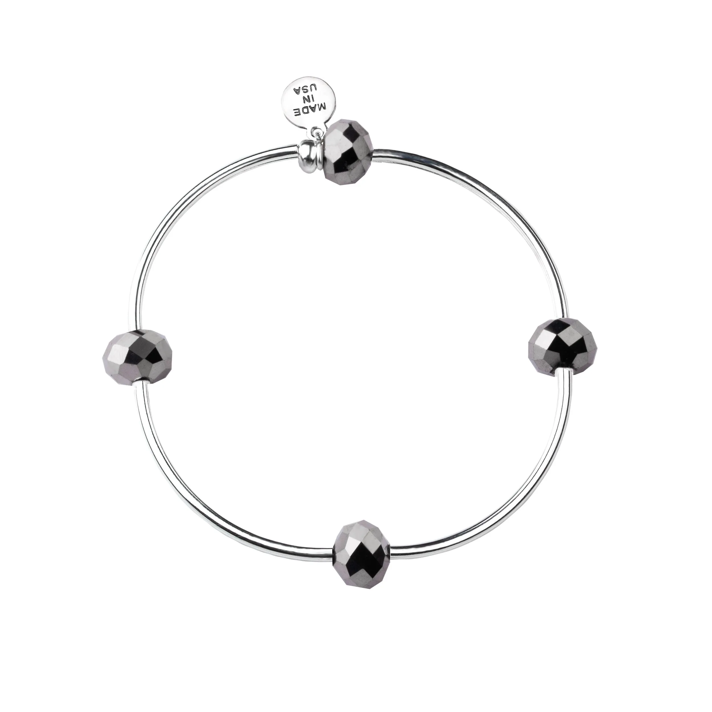 Wish | Bracelet | Gunmetal - Crystal