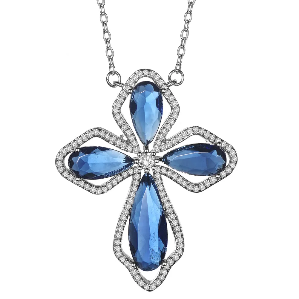 Womens's CZ Pendant Cross Necklace