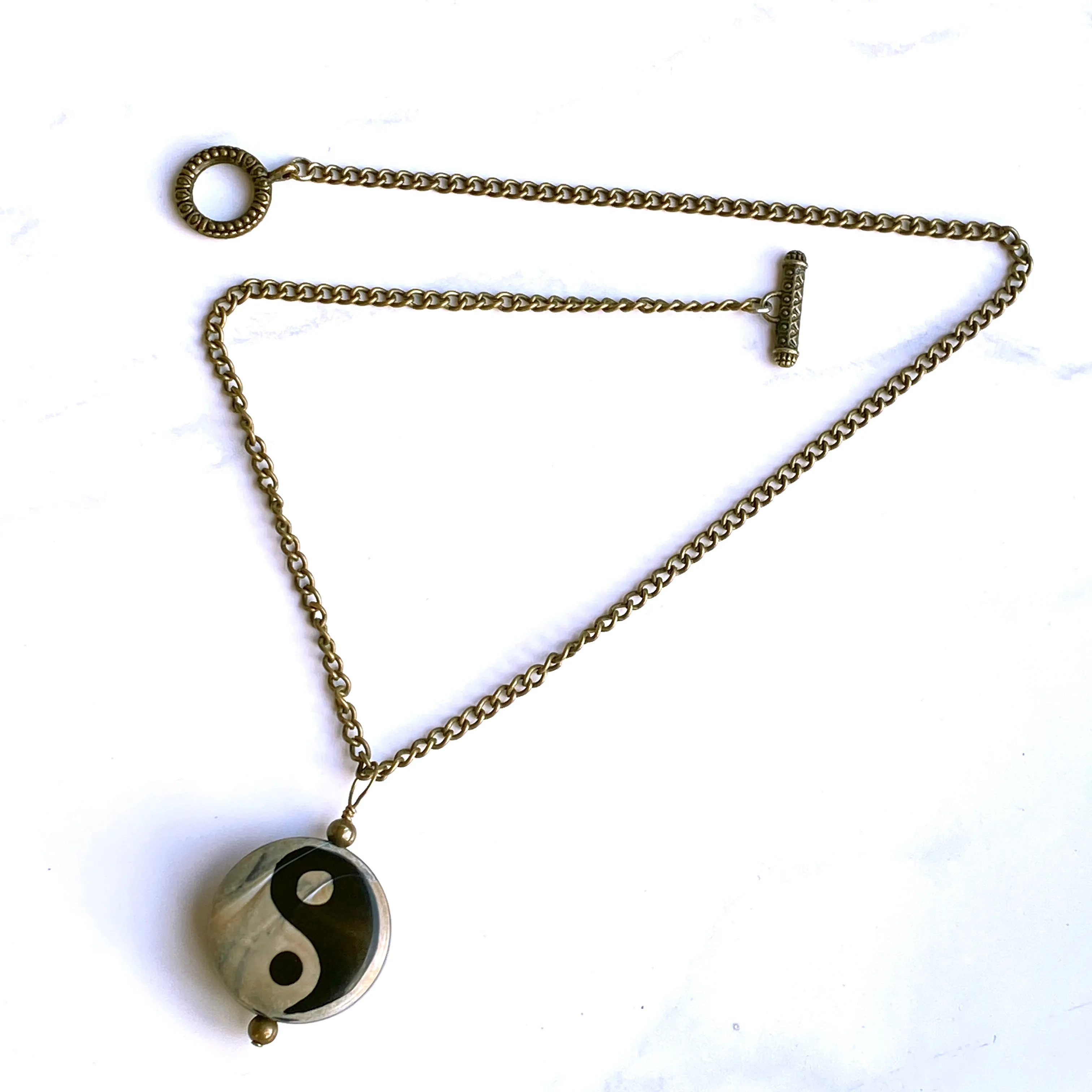 Yin Yang necklace on Brass Chain