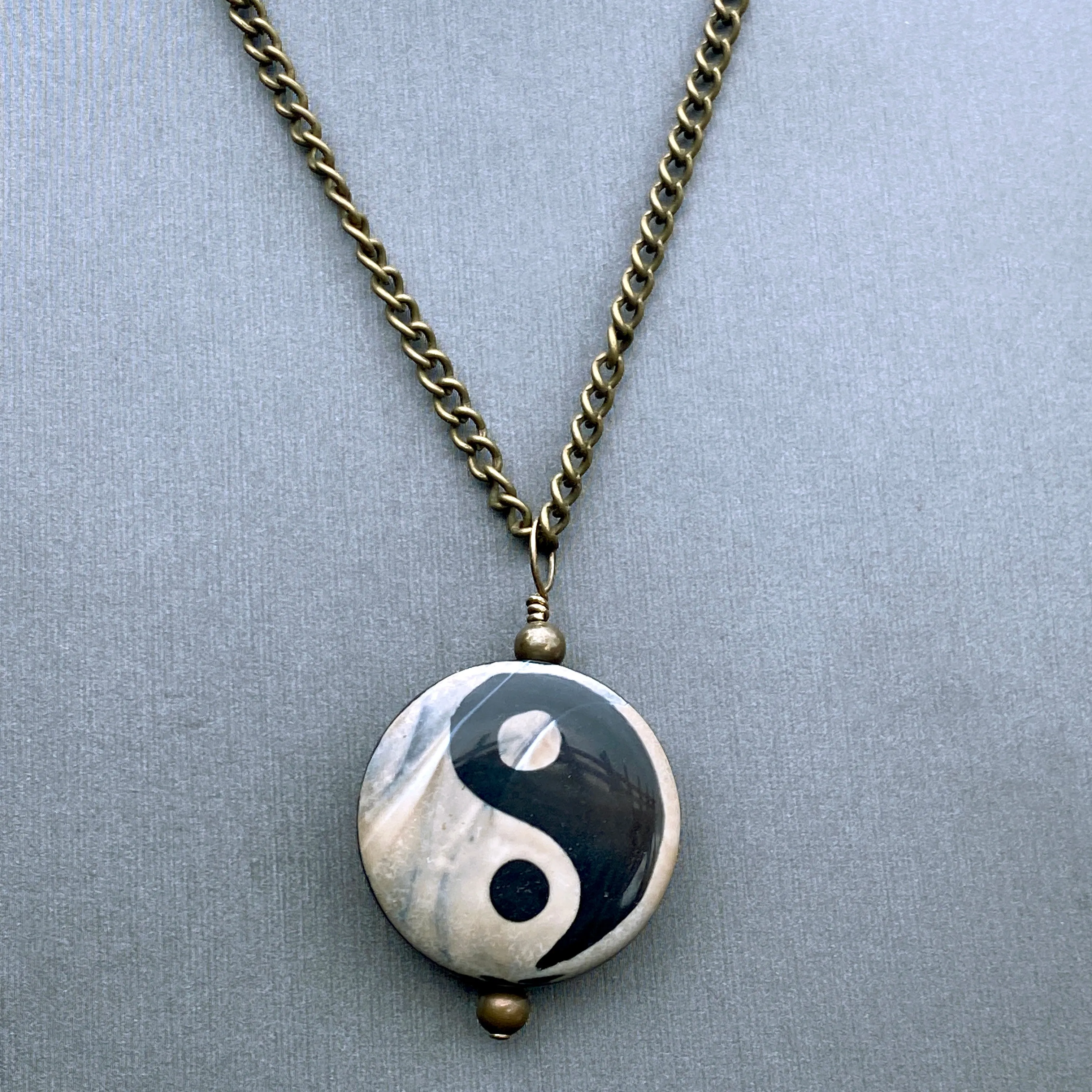 Yin Yang necklace on Brass Chain